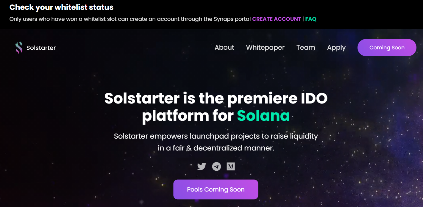 Solstarter hiện vẫn chưa bắt đầu.
